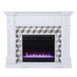Pemberly Row Transitional Wood-Marble Color Changing Fireplace in White