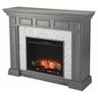 Pemberly Row Traditional Wood-Faux Stone Electric Fireplace in Gray