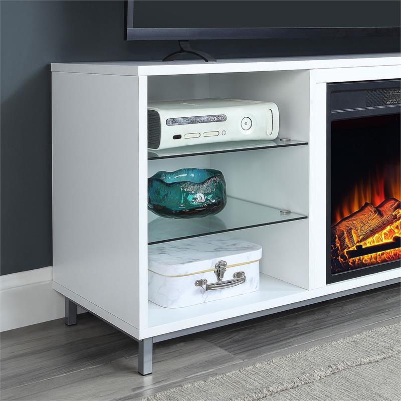 Pemberly Row Wood Fireplace with Media Wire Management in White