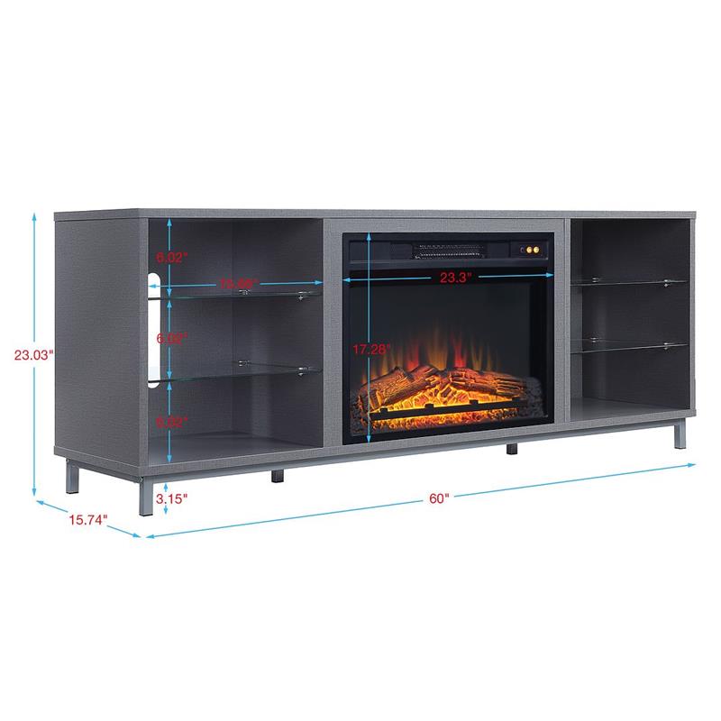 Pemberly Row Wood Fireplace with Media Wire Management in Gray