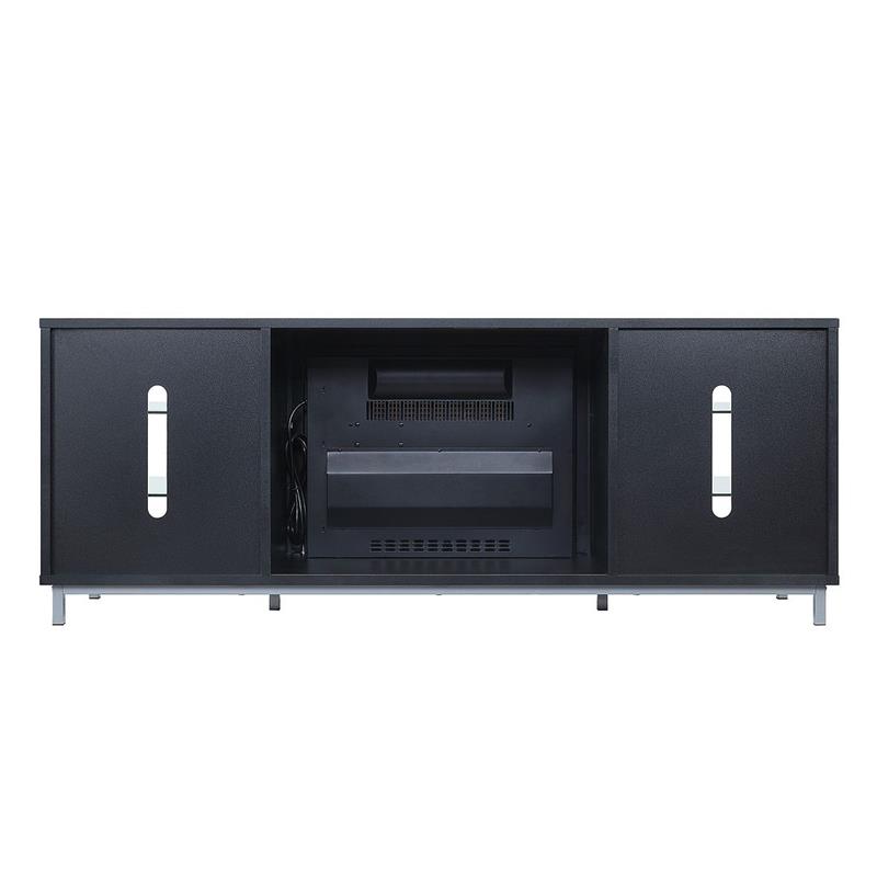 Pemberly Row Wood Fireplace with Media Wire Management in Black