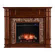 Pemberly Row Media Touch Screen Electric Fireplace in Whiskey Maple