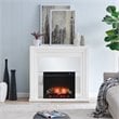 Pemberly Row Mirrored Touch Screen Electric Fireplace in White