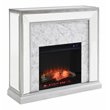 Pemberly Row Mirrored Touch Screen Wood Electric Fireplace in Silver