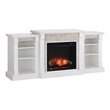 Pemberly Row Touch Screen Wood Bookcases Electric Fireplace in White