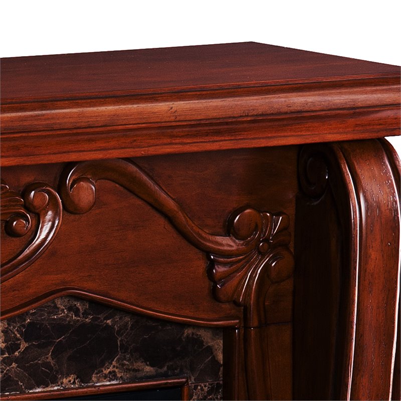 Pemberly Row Touch Screen Engineered Wood Electric Fireplace in Walnut