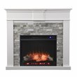 Pemberly Row Touch Screen Wood Electric Fireplace in White/Gray