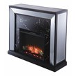 Pemberly Row Mirrored Touch Screen Wood Fireplace in Black/Silver