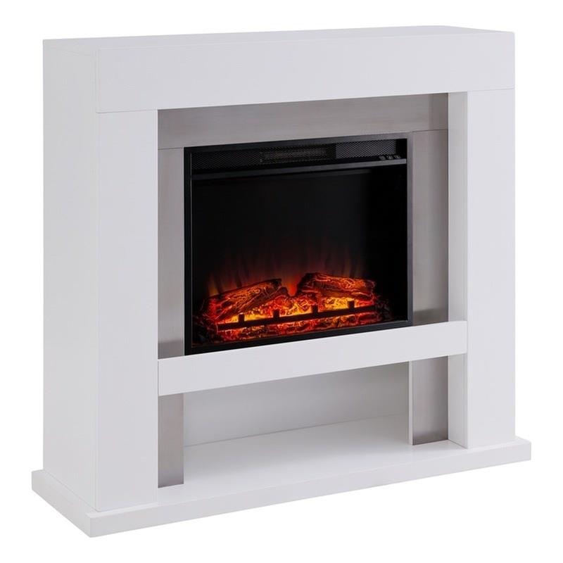 Pemberly Row Modern Engineered Wood Electric Fireplace in White