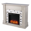 Pemberly Row Traditional Engineered Wood Electric Fireplace in Gray