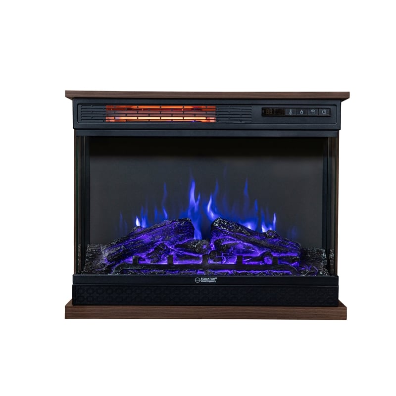 Pemberly Row Portable Electric 7-color LED Light/Fireplace in Walnut with Remote