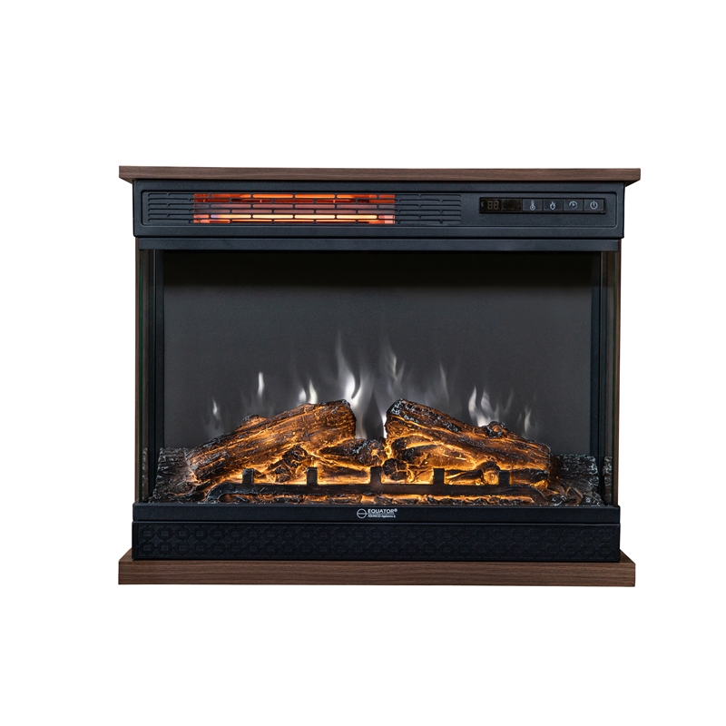 Pemberly Row Portable Electric 7-color LED Light/Fireplace in Walnut with Remote