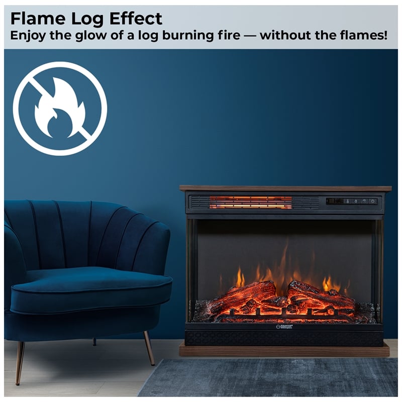 Pemberly Row Portable Electric 7-color LED Light/Fireplace in Walnut with Remote