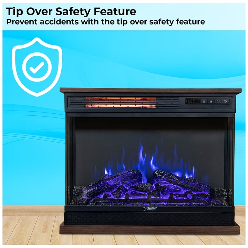 Pemberly Row Portable Electric 7-color LED Light/Fireplace in Walnut with Remote