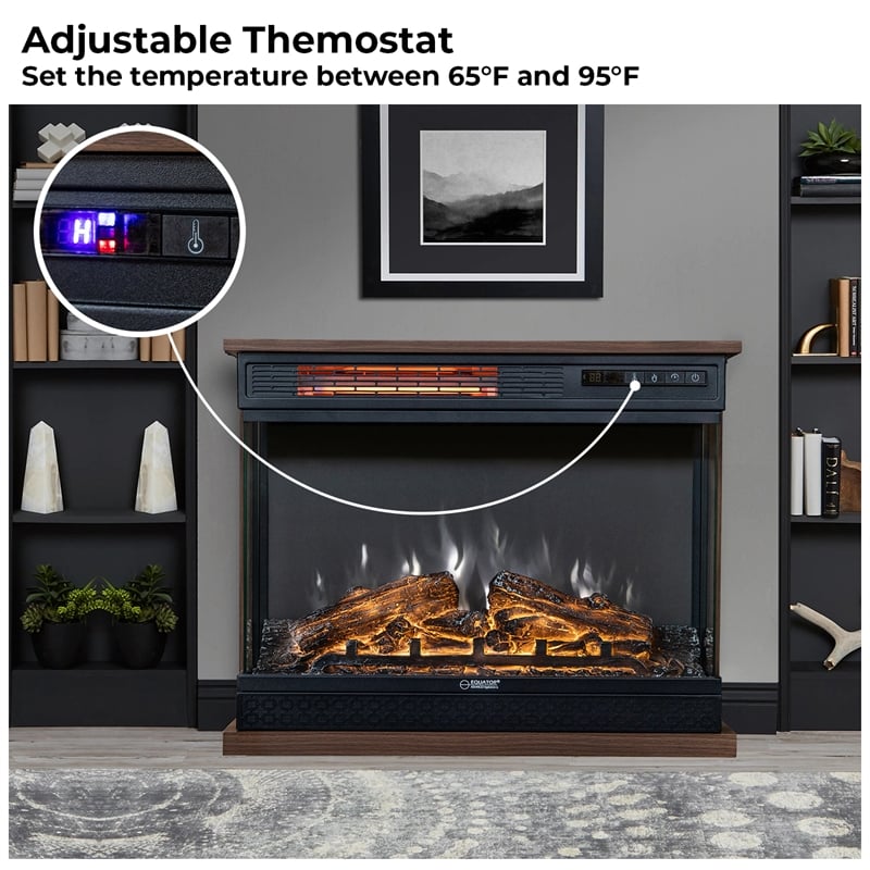 Pemberly Row Portable Electric 7-color LED Light/Fireplace in Walnut with Remote