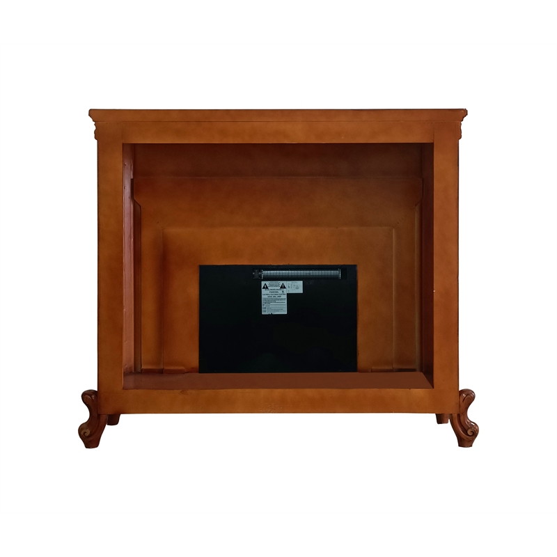 Pemberly Row Electric Wood Fireplace with Scrolled Legs in Honey Oak