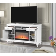 Pemberly Row Solid Wood TV Stand With Electric Fireplace in White