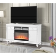 Pemberly Row Solid Wood TV Stand With Electric Fireplace in White