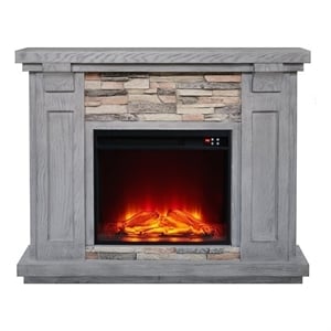 Pemberly Row 48&quot Magnesium Oxide Freestanding Electric Fireplace - Gray