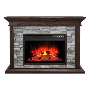 Pemberly Row 50&quot Freestanding Electric Fireplace Fully Assembled in Dark Brown