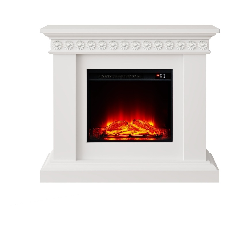 Pemberly Row Electric Freestanding Fireplace w/ Realistic LED Flames in White