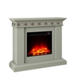 Pemberly Row Electric Freestanding Fireplace w/ Realistic LED Flames in Gray