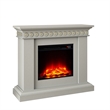 Pemberly Row Electric Freestanding Fireplace w/ Realistic LED Flames - Off White