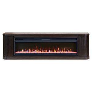 Pemberly Row 84&quot Wood Fireplace Console Entertainment Fully Assembled in Brown