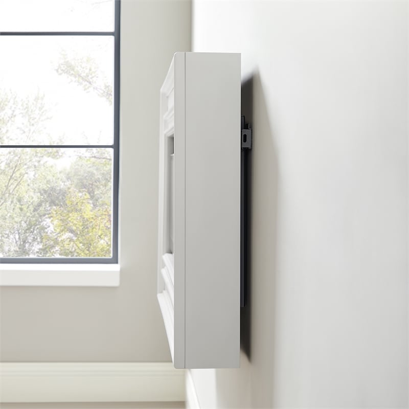 Pemberly Row Wall Mounted Electric Fireplace Console Fully Assembled White Wood