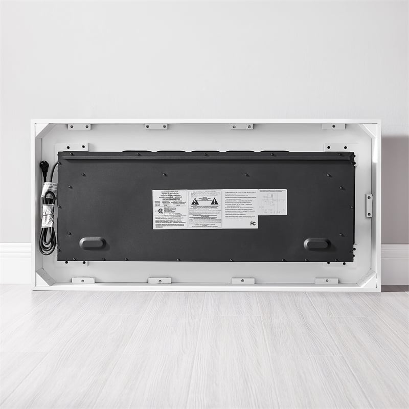 Pemberly Row Wall Mounted Electric Fireplace Console Fully Assembled White Wood