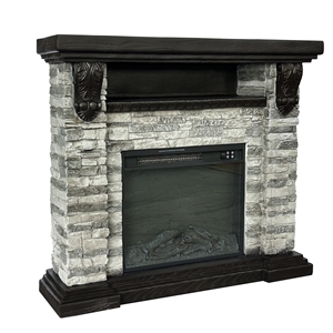 Pemberly Row Farmhouse 45&quot Electric Fireplace in Gray Finish