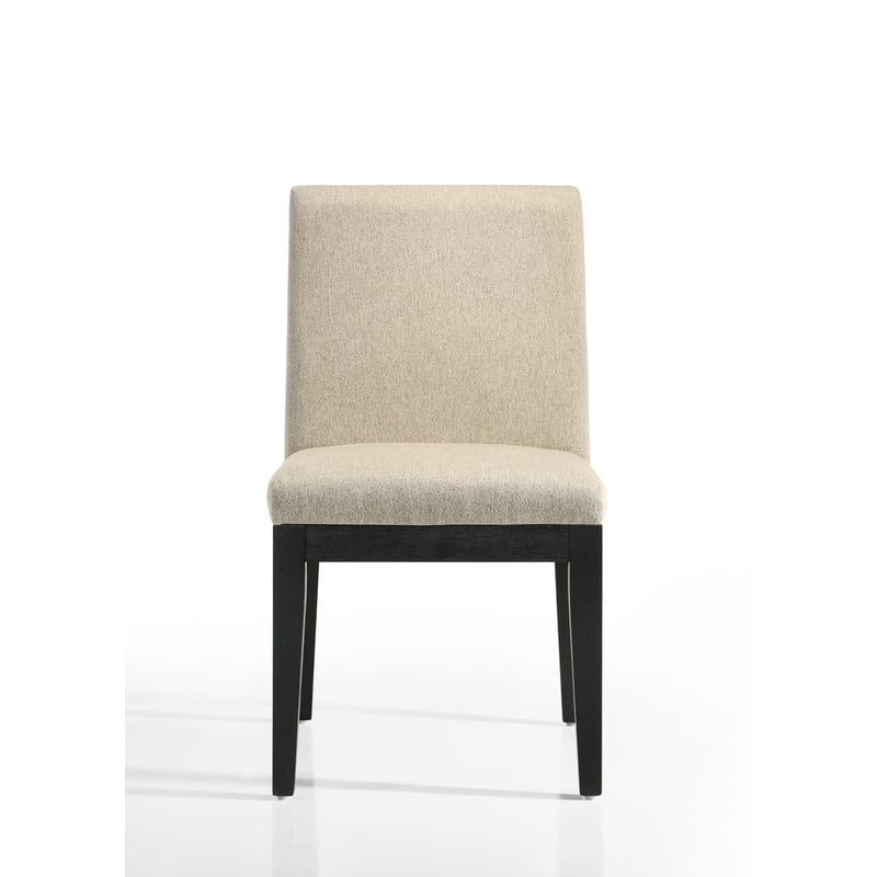 Pemberly Row Set of 2 Beige Contemporary Fabric Dining Chairs with Black Legs
