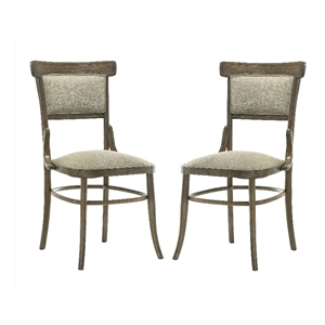 Pemberly Row Set of 2 Vintage Walnut 19&quot Wide Contemporary Fabric Dining Chairs