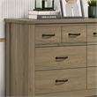 Pemberly Row Coffee Gray Oak Engineered Wood Dresser 6-Drawers Black Handles