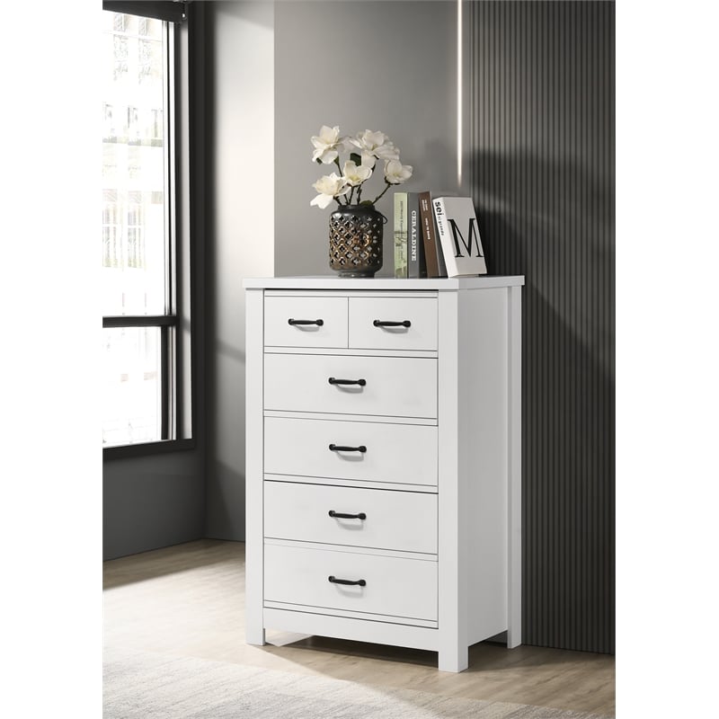 Pemberly Row Modern Engineered Wood 5-Drawers Chest in White