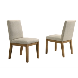 Pemberly Row Set of 2 Driftwood Finish Contemporary Beige Fabric Dining Chairs