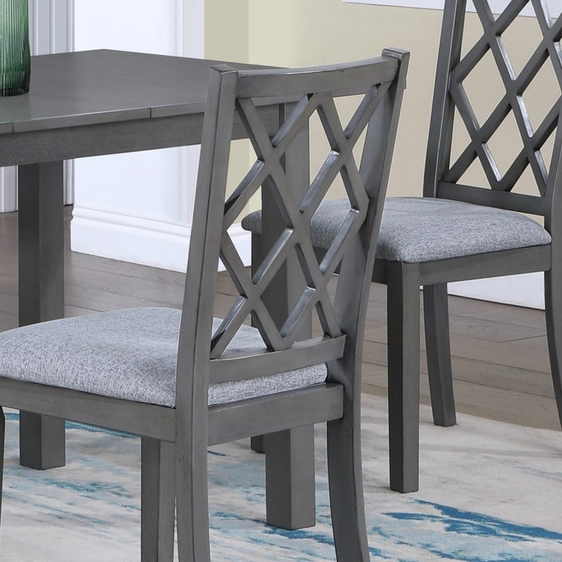 Pemberly Row Set of 2 Gray Finish Cross Back Side Dining Chairs