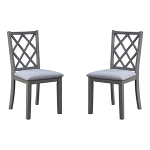 Pemberly Row Set of 2 Gray Finish Cross Back Side Dining Chairs