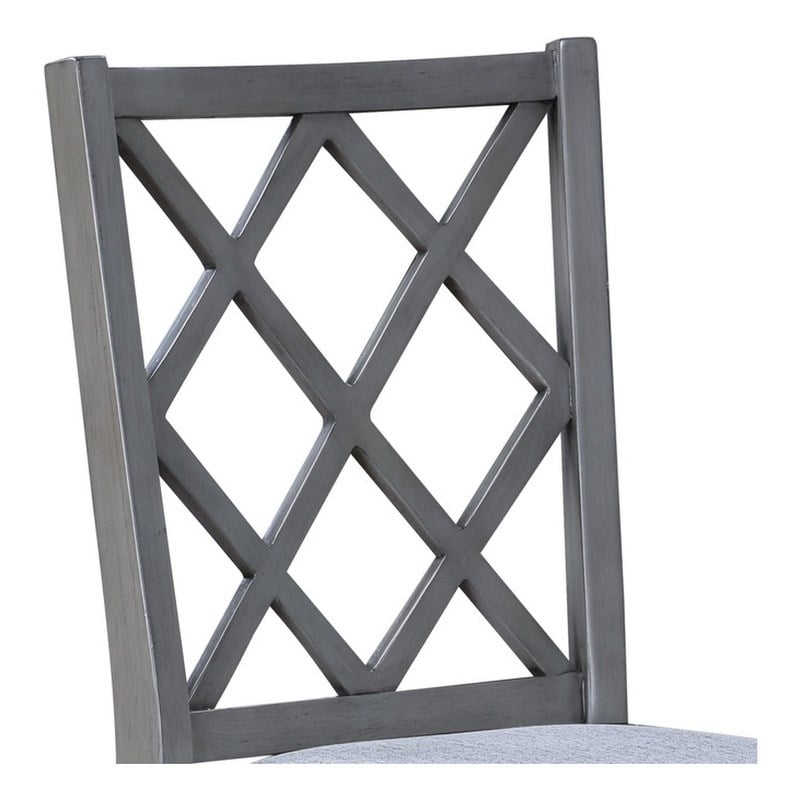 Pemberly Row Set of 2 Gray Finish Cross Back Side Dining Chairs