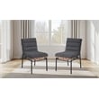 Pemberly Row Dark Gray Boucle Fabric Set of 2 Dining Chairs with Black Iron Legs