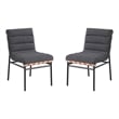 Pemberly Row Dark Gray Boucle Fabric Set of 2 Dining Chairs with Black Iron Legs