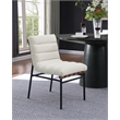 Pemberly Row White Boucle Fabric Set of 2 Dining Chairs with Black Iron Legs