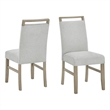 Pemberly Row Set of 2 Light Oak Wood Dining Side Chairs with Light Gray Fabric