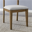 Pemberly Row Set of 2 Walnut Oak Wood Dining Side Chairs with Light Gray Fabric