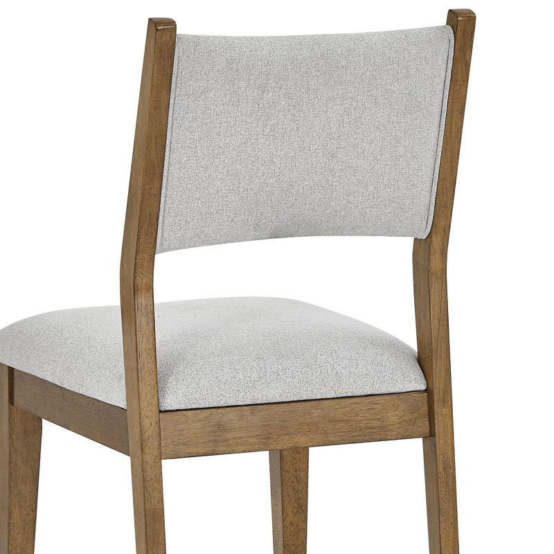 Pemberly Row Set of 2 Walnut Oak Wood Dining Side Chairs with Light Gray Fabric