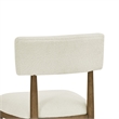 Pemberly Row Set of 2 Walnut Oak Wood & Beige Sherpa Fabric Dining Side Chairs