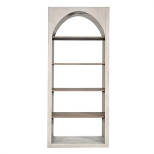 Pemberly Row Tall Arched Wood Bookshelf with Open Shelving in Gray