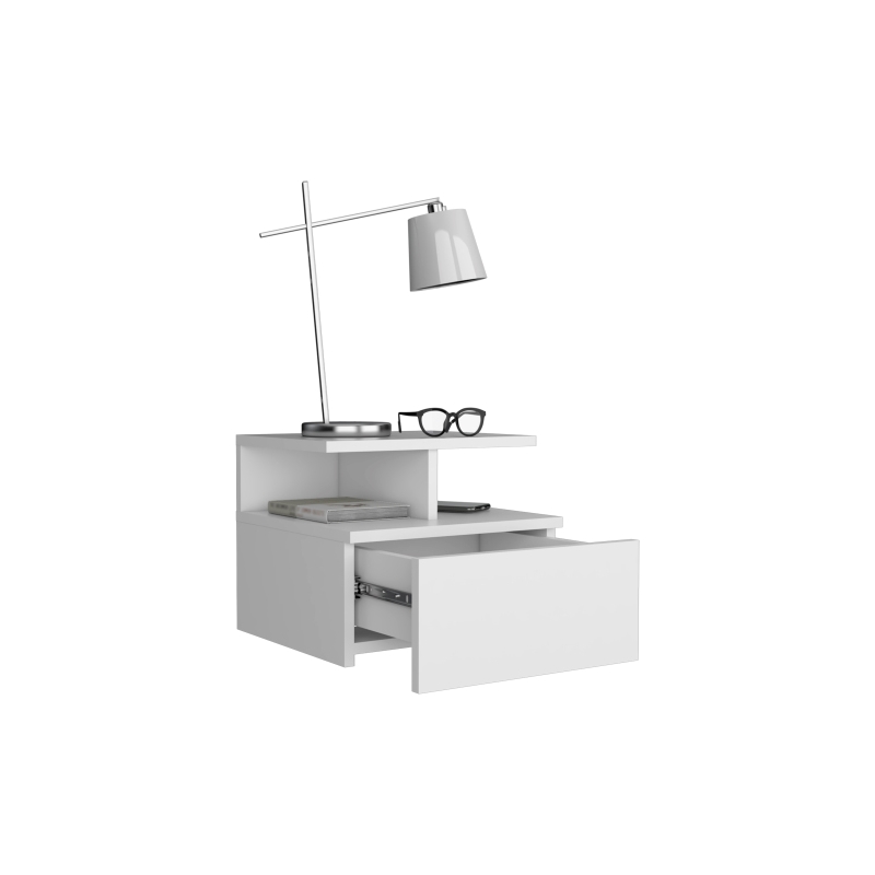 Pemberly Row Set of 2 Engineered Wood Floating Nightstands in White