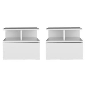 Pemberly Row Set of 2 Engineered Wood Floating Nightstands in White