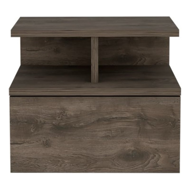 Pemberly Row Set of 2 Engineered Wood Floating Nightstands in Dark Walnut